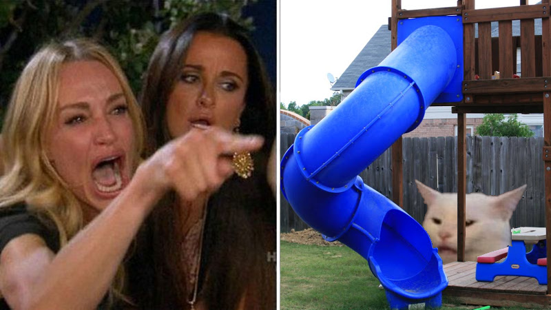 woman yellin at slide